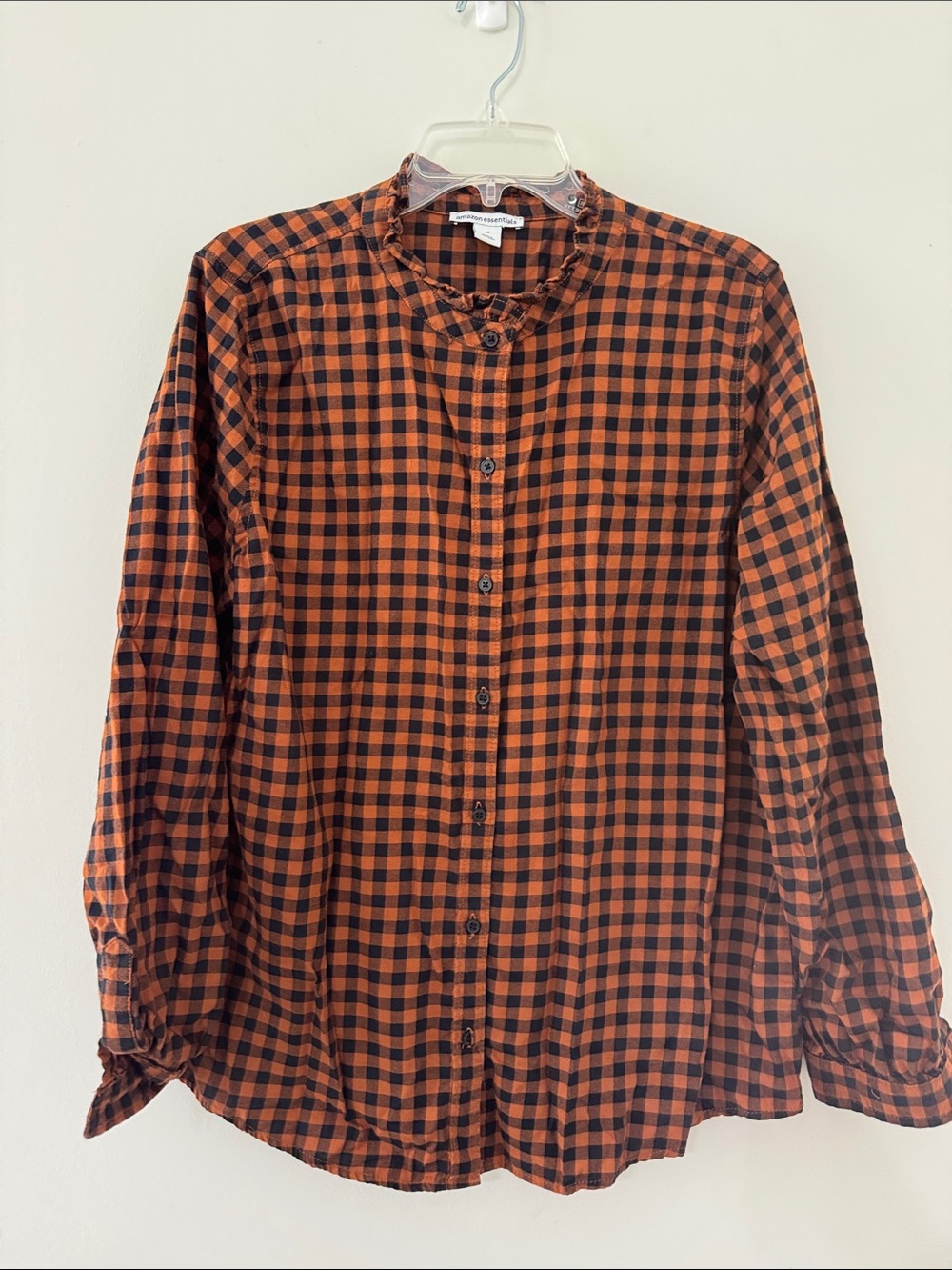 Checked Burnt Orange and Black Button-Up Shirt